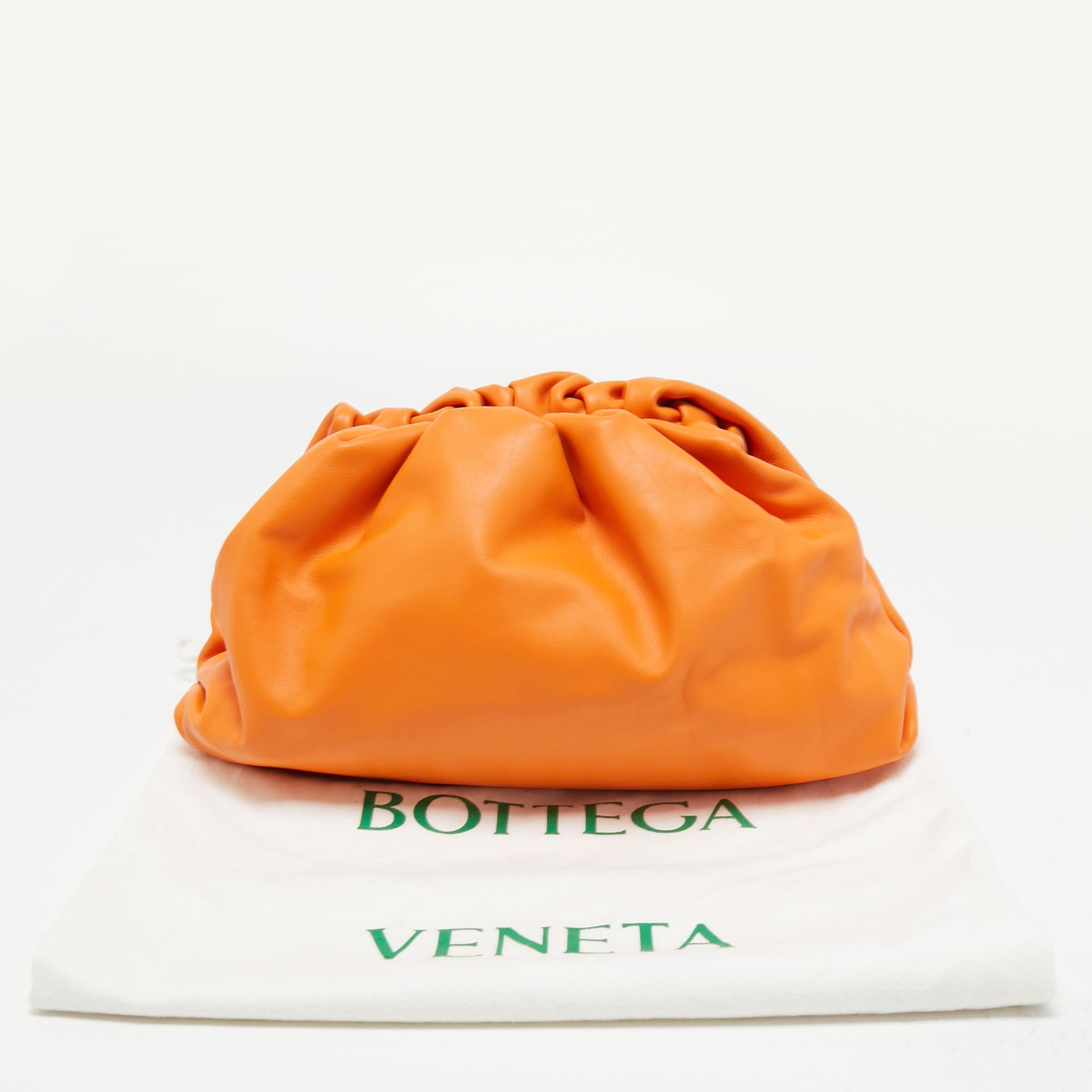 Bottega Veneta Orange Leather The Pouch Clutch 7