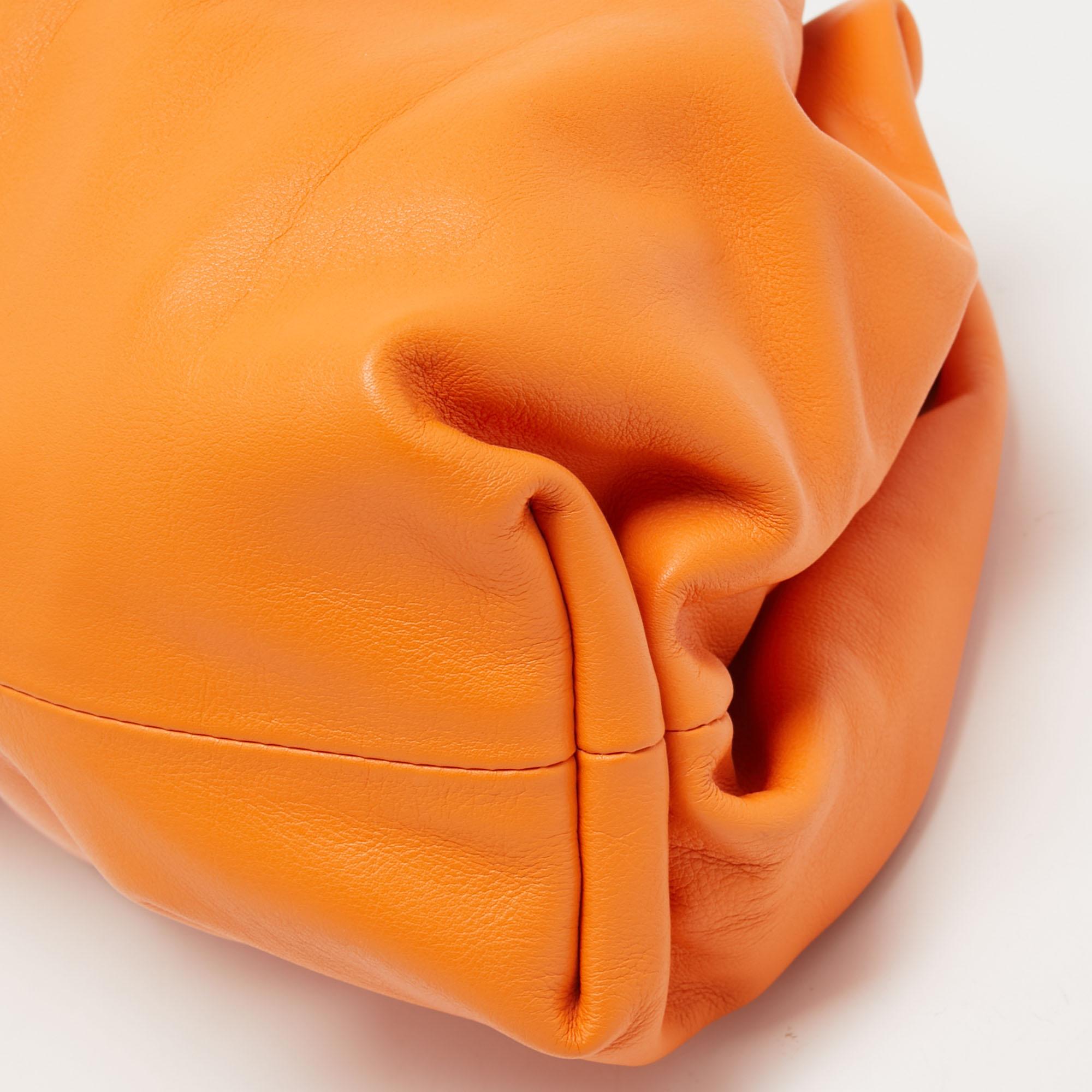 Bottega Veneta Orange Leather The Pouch Clutch 9