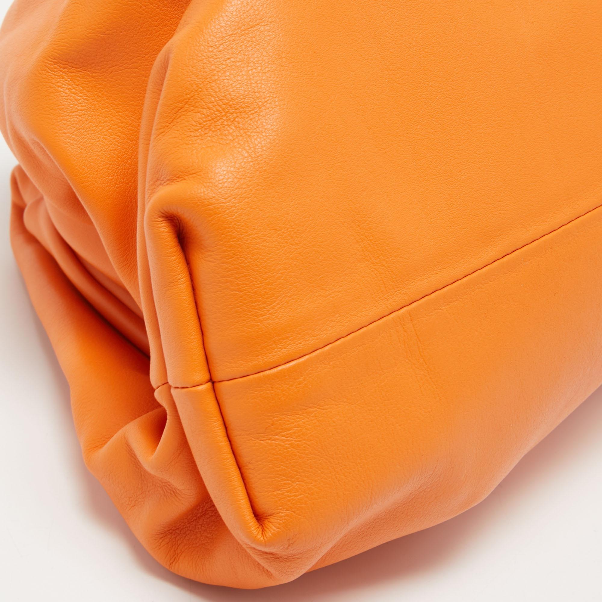 Bottega Veneta Orange Leather The Pouch Clutch 10
