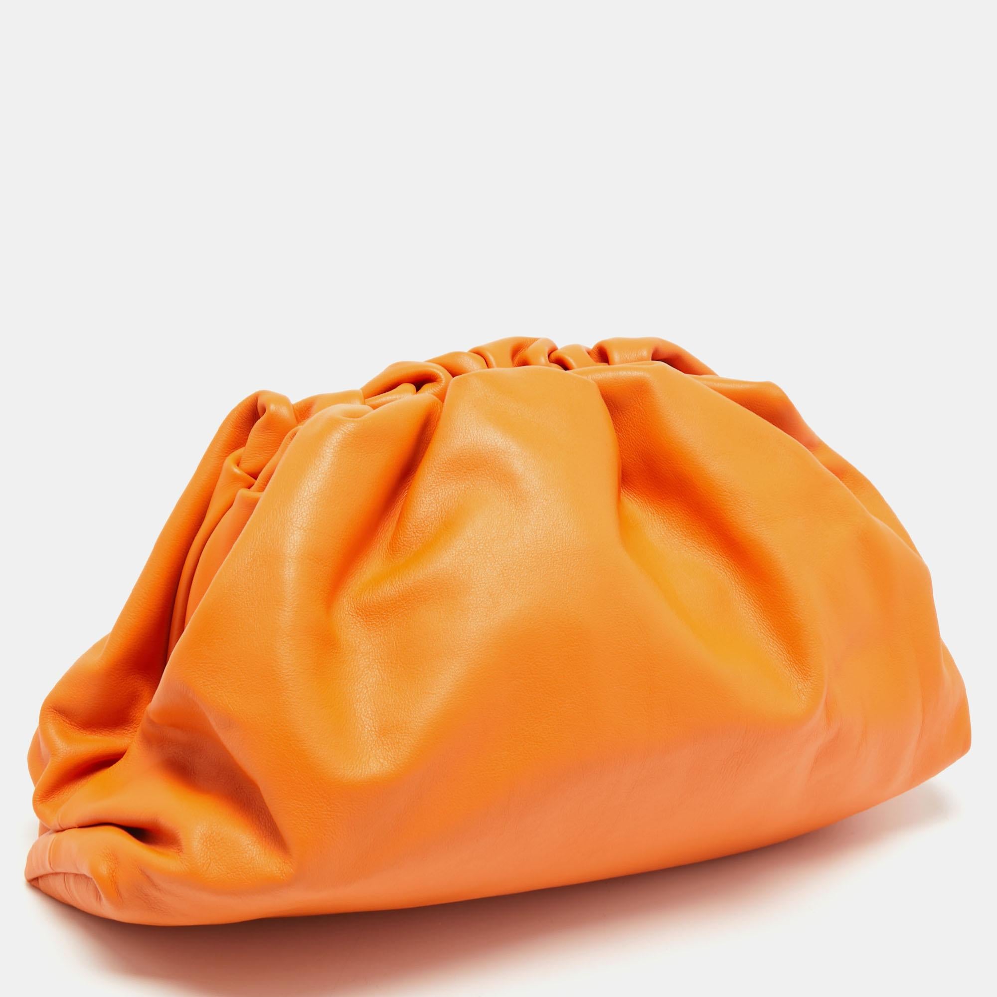 Women's Bottega Veneta Orange Leather The Pouch Clutch