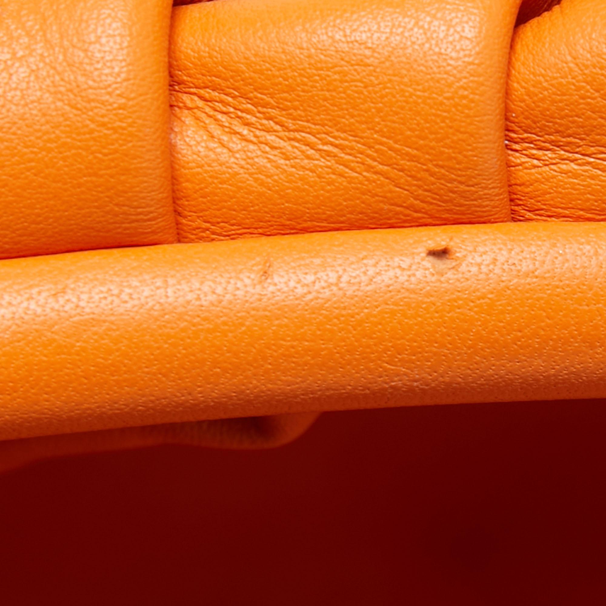 Bottega Veneta Orange Leather The Pouch Clutch 4