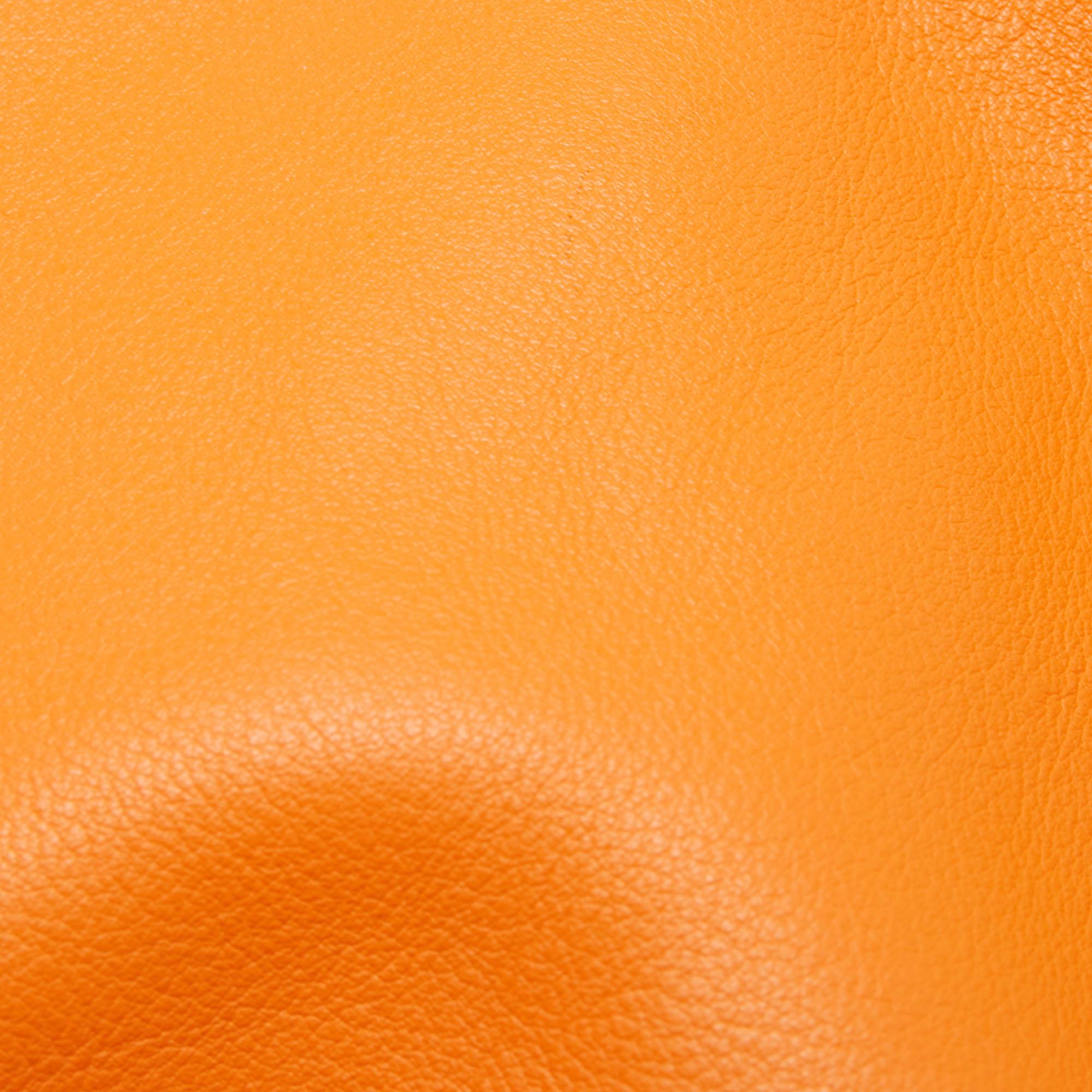 Bottega Veneta Orange Leather The Pouch Clutch 5