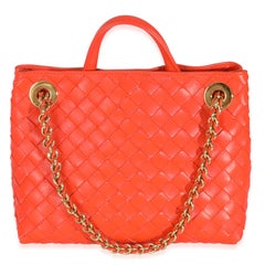 Bottega Veneta Orange Nappa Intrecciato Small Andiamo With Chain