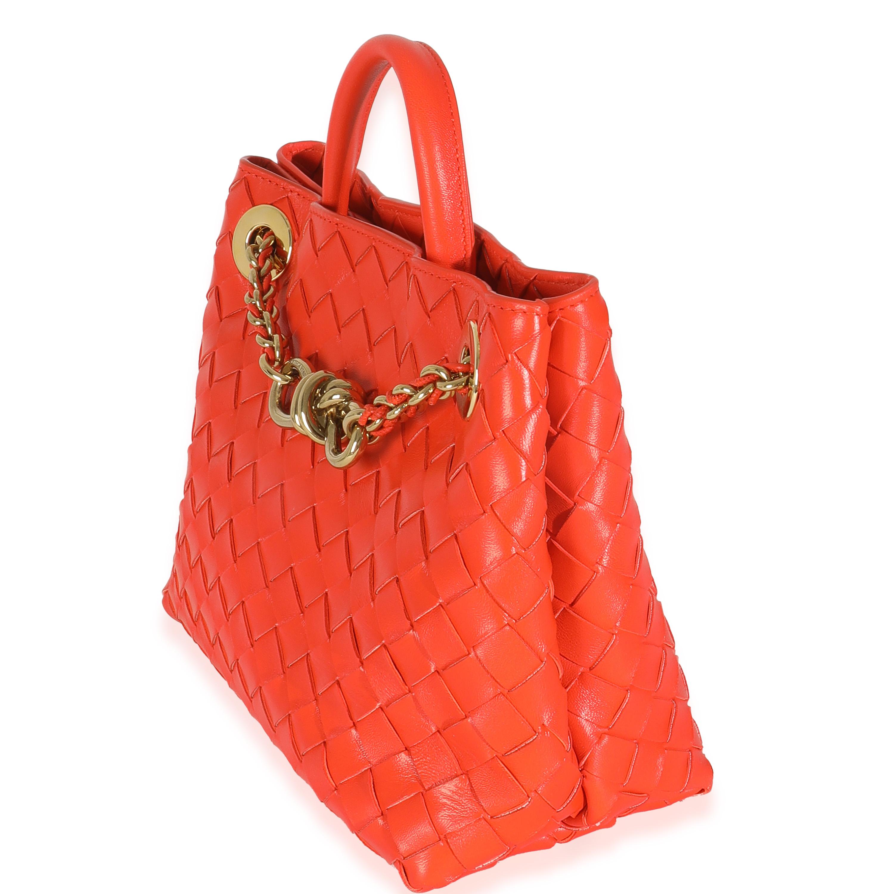 Bottega Veneta Orange Nappa Intrecciato Kleine Andiamo mit Kette im Zustand „Hervorragend“ im Angebot in New York, NY