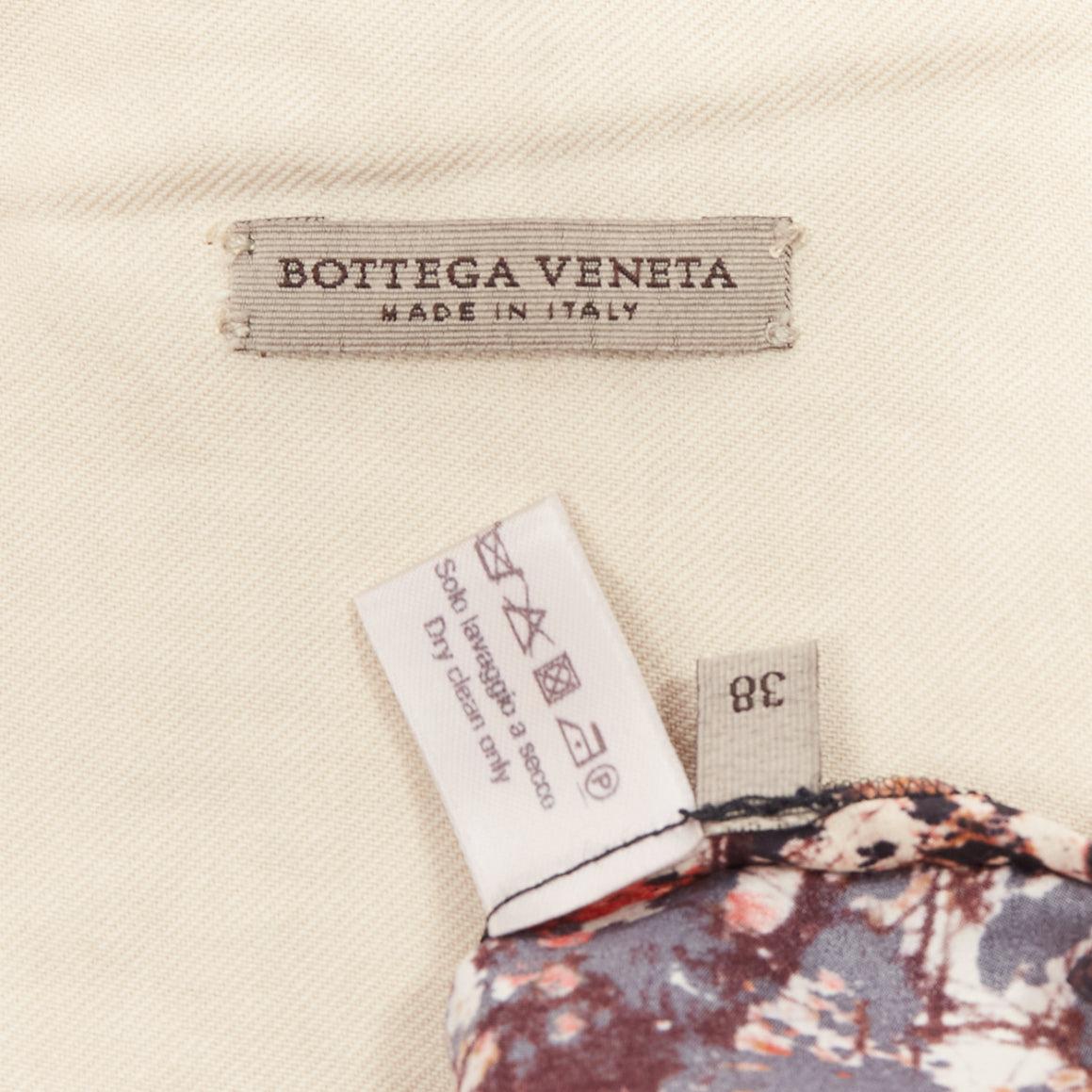 BOTTEGA VENETA orange nude silk blend geometric printed dart knee skirt IT38 XS For Sale 4