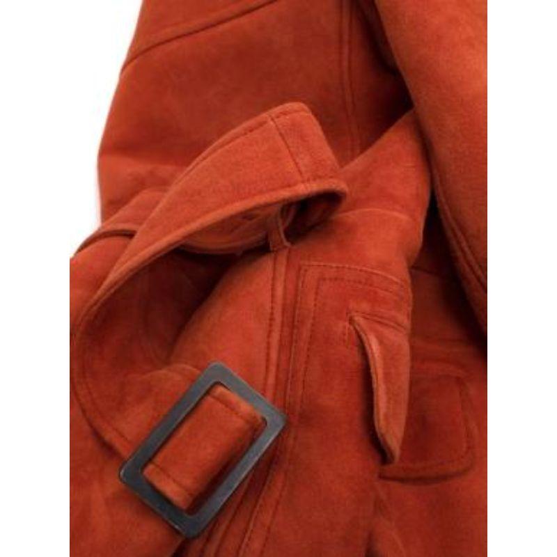 Bottega Veneta Orange Suede Duffle Coat For Sale 5