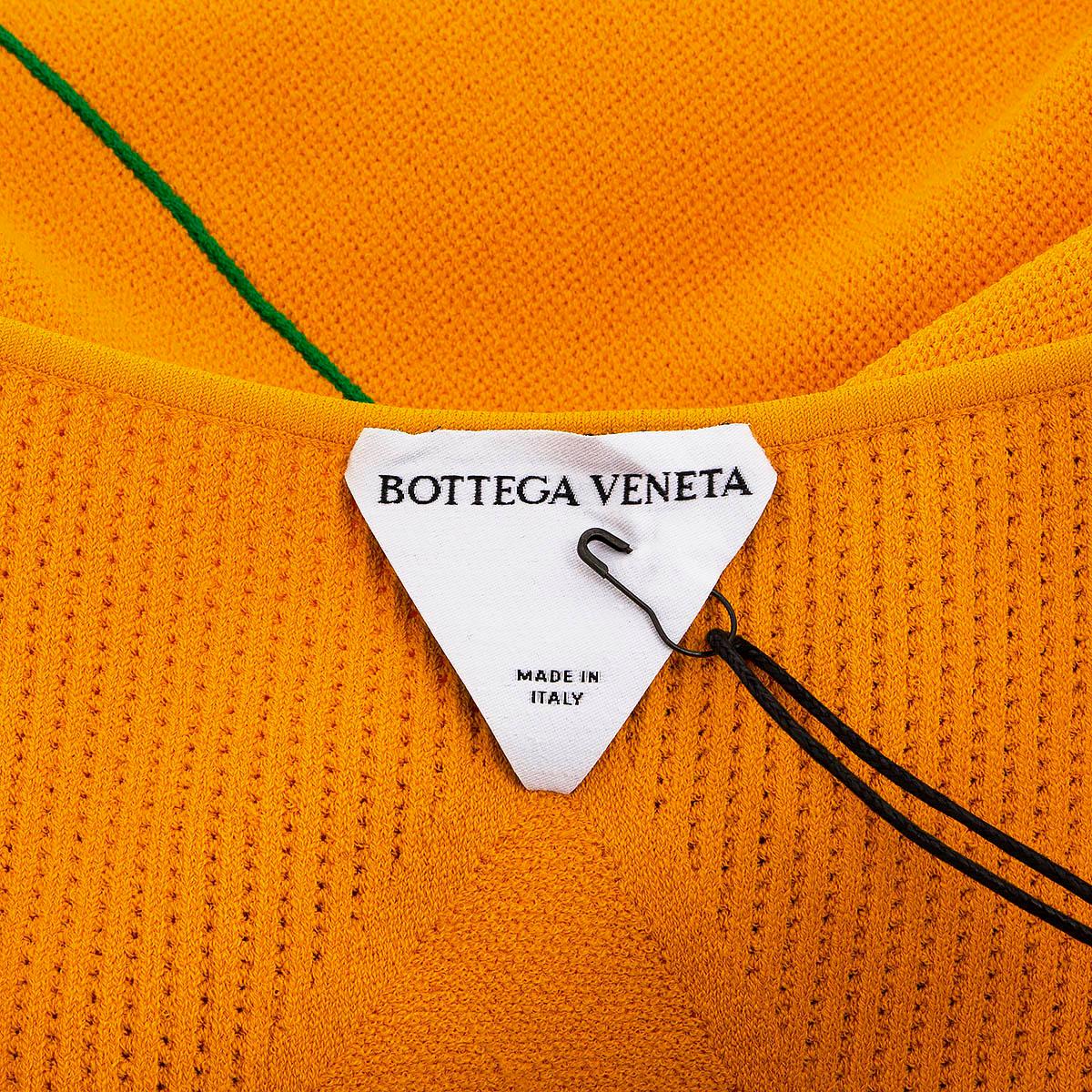 BOTTEGA VENETA orange viscose 2022 SLEEVELESS PLEATED MINI KNIT Dress M For Sale 2