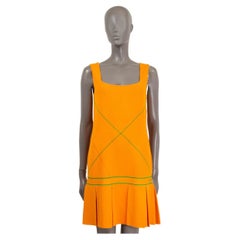 BOTTEGA VENETA orange viscose 2022 SLEEVELESS PLEATED MINI KNIT Dress M