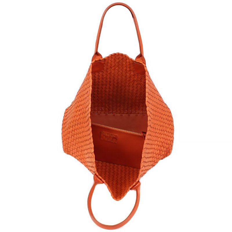 BOTTEGA VENETA orange woven leather SMALL CABAS Tote Shopper Bag In Excellent Condition In Zürich, CH