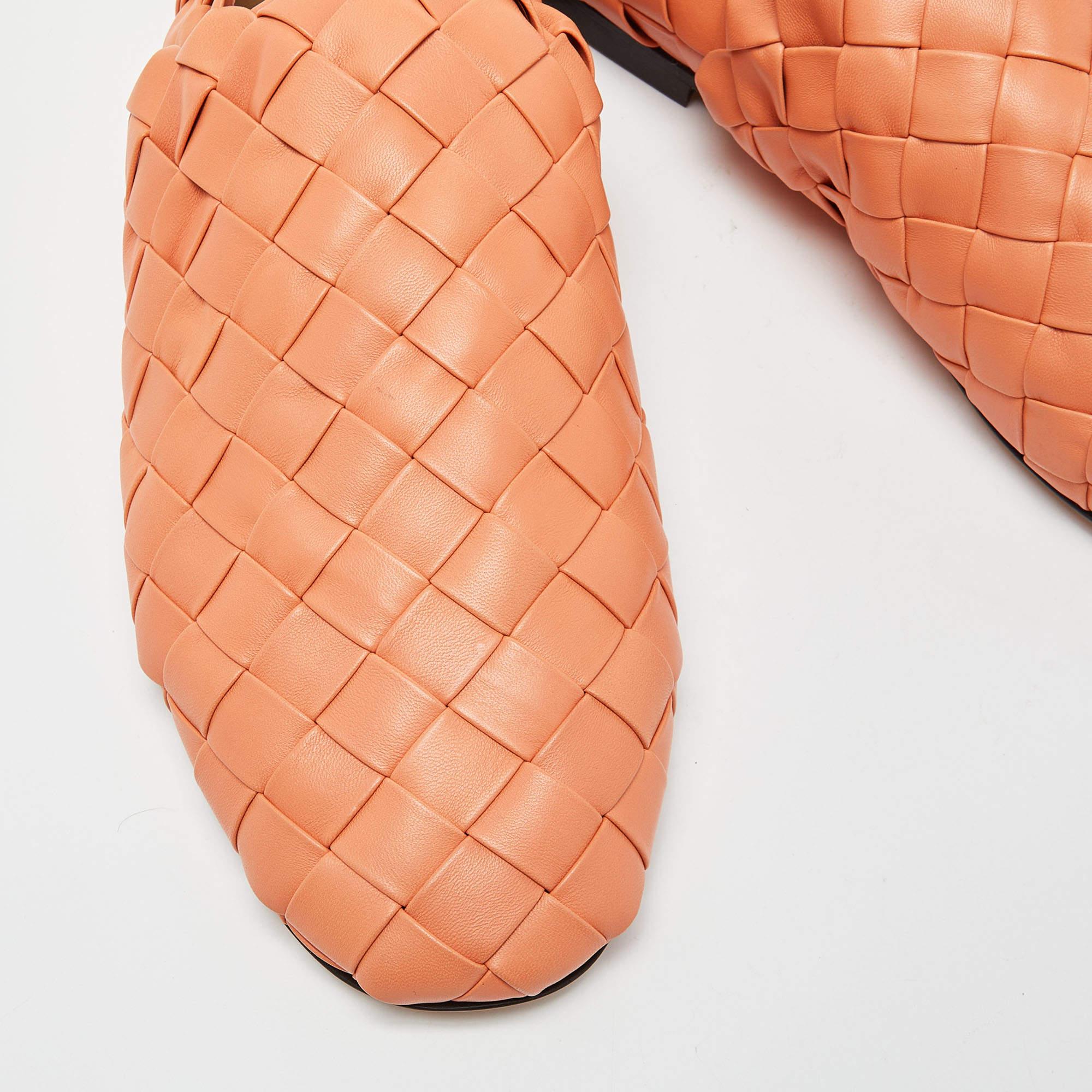 Bottega Veneta Orange Woven Leather Smoking Slippers Size 45 1