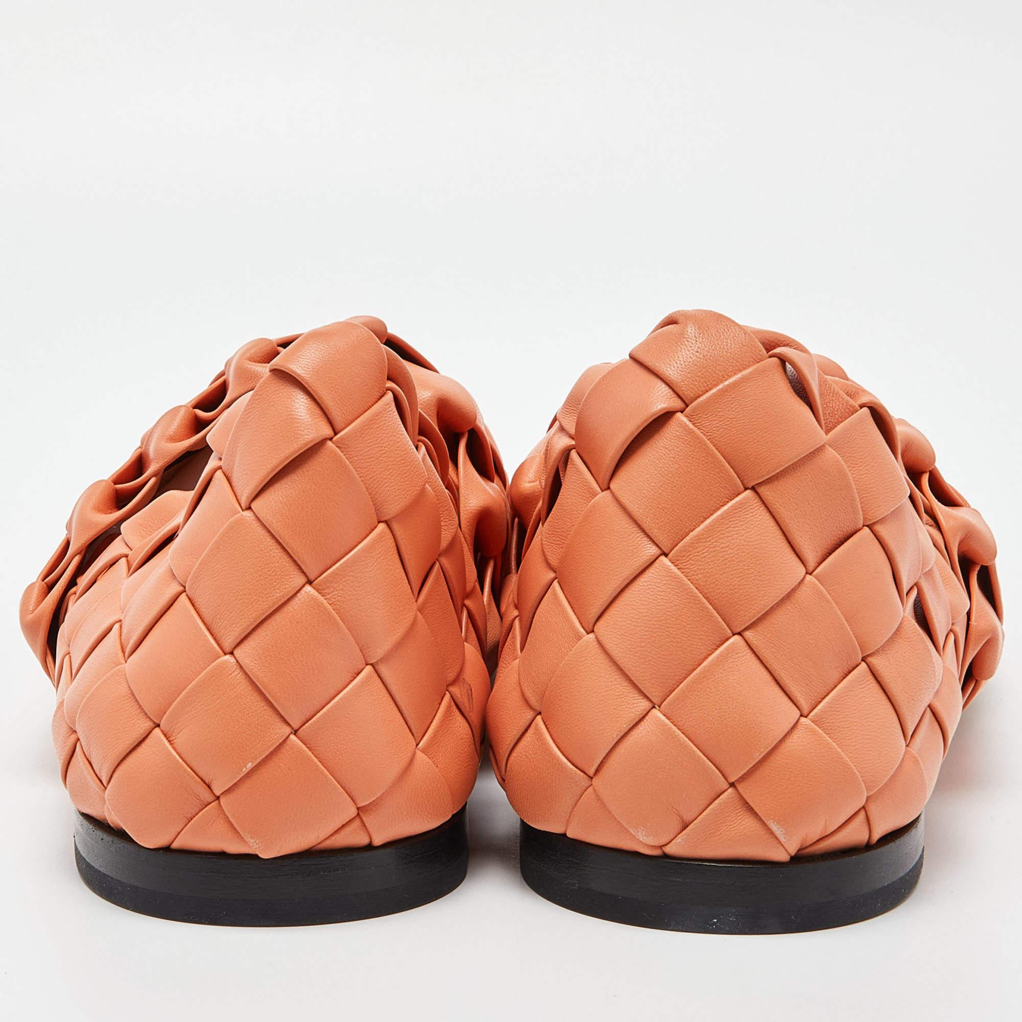 Bottega Veneta Orange Woven Leather Smoking Slippers Size 45 2