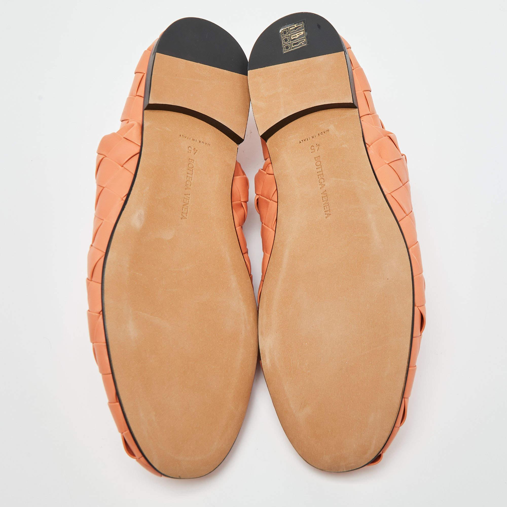 Bottega Veneta Orange Woven Leather Smoking Slippers Size 45 3
