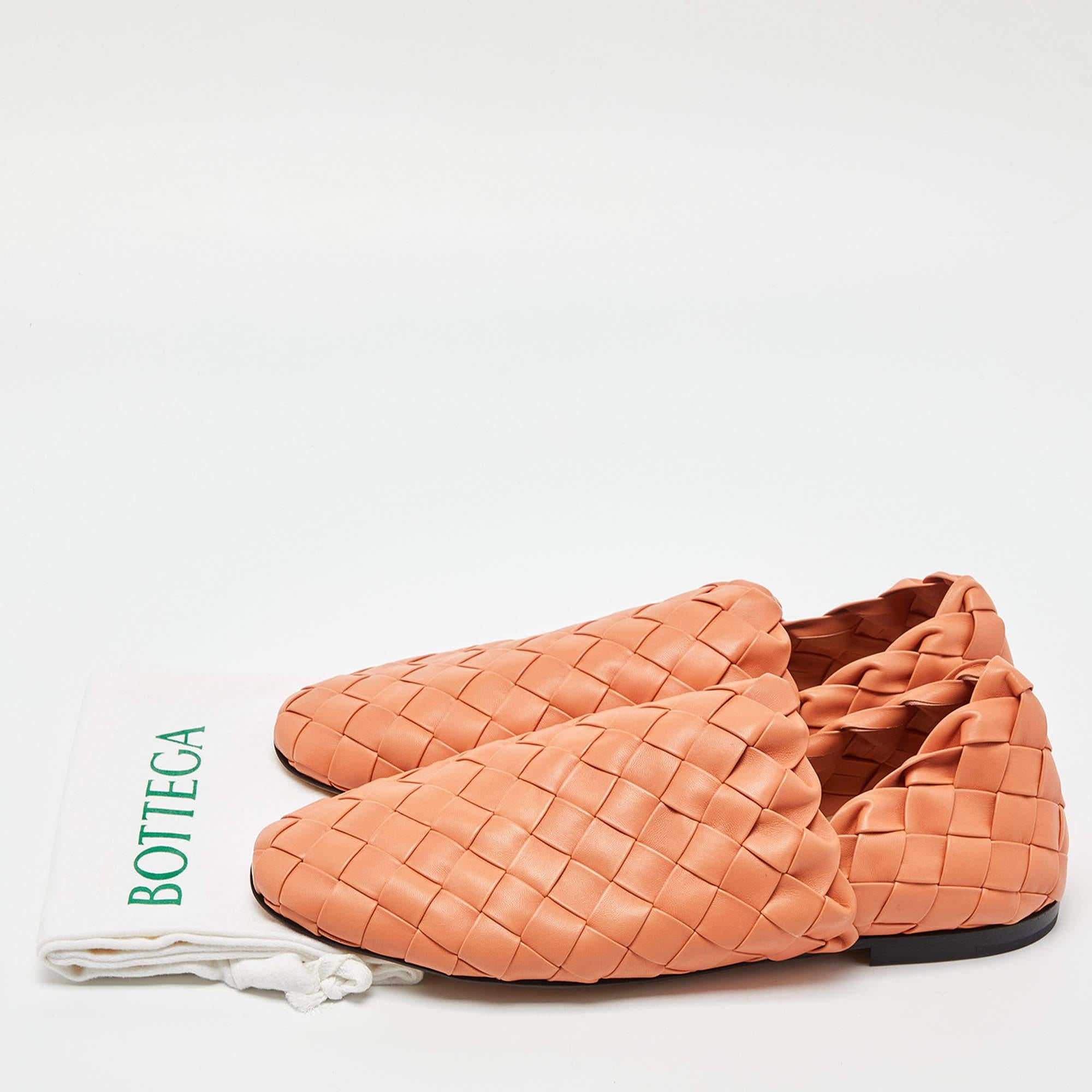 Bottega Veneta Orange Woven Leather Smoking Slippers Size 45 4