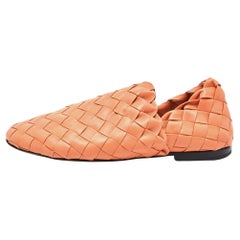 Bottega Veneta Orange Woven Leather Smoking Slippers Size 45