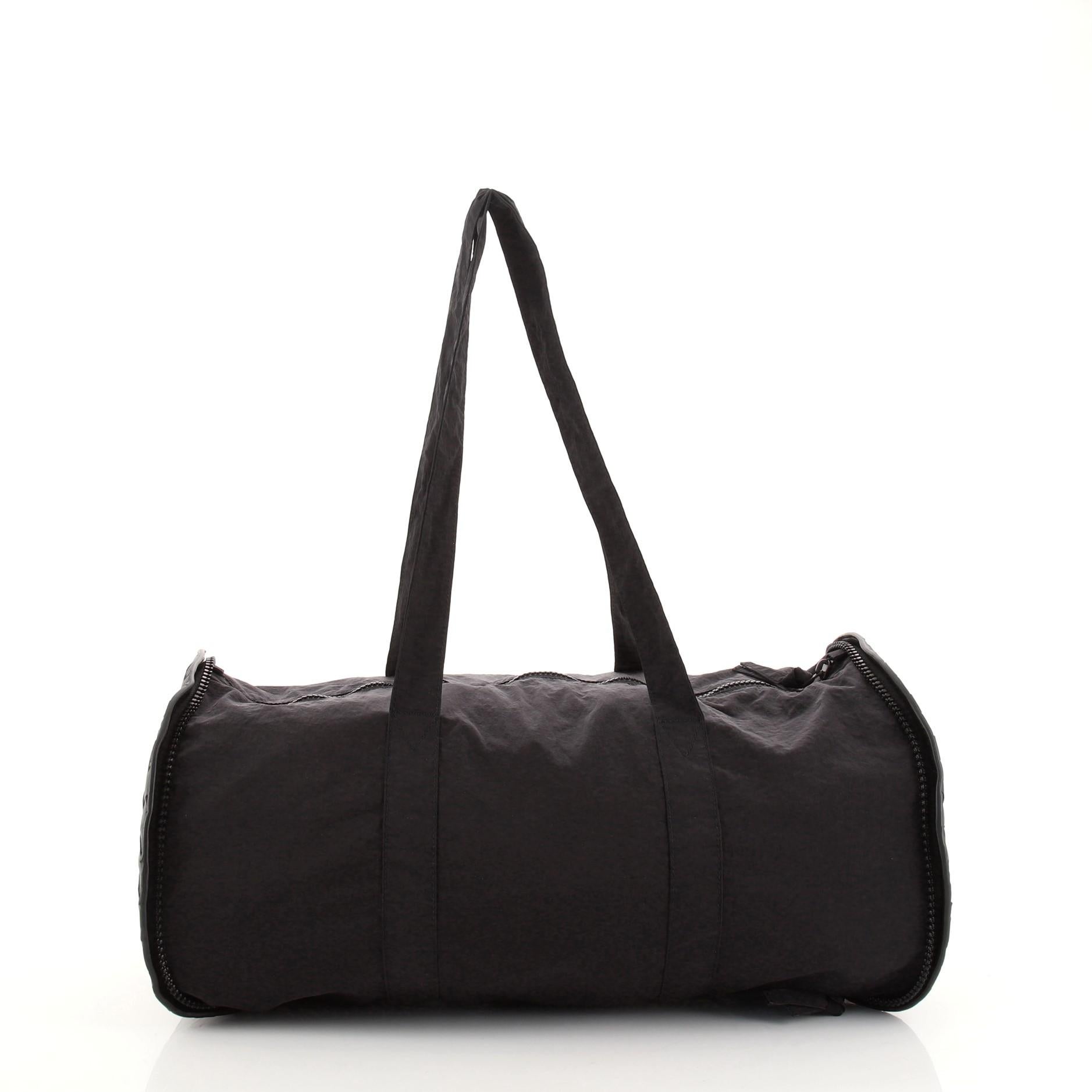 Bottega Veneta Packable Zip Duffle Bag Nylon with Intrecciato Nappa Large In Good Condition In NY, NY