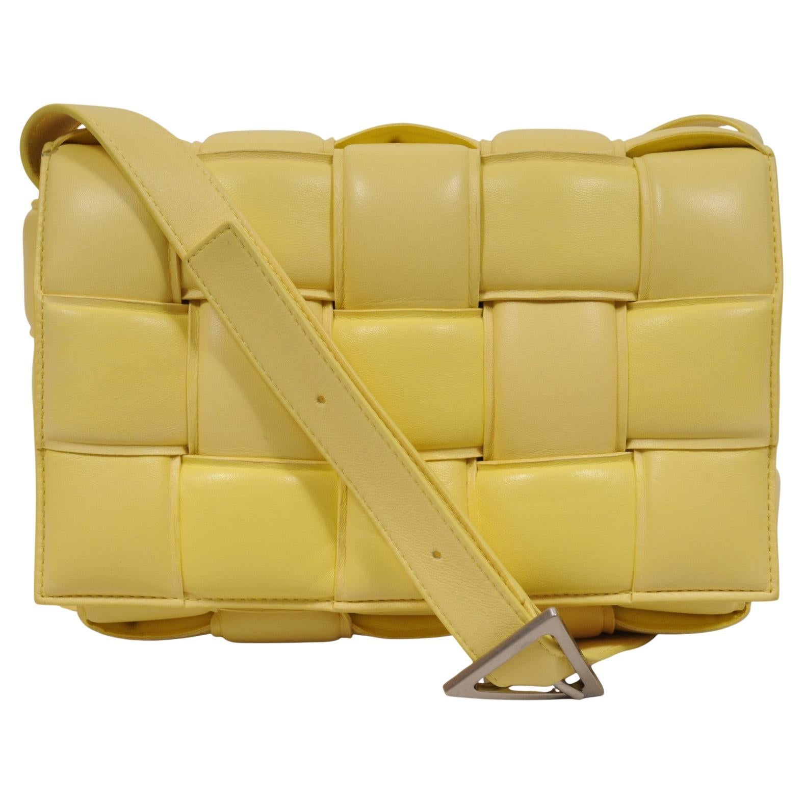 Bottega Veneta Padded Cassette Crossbody Bag Yellow Intrecciato Leather