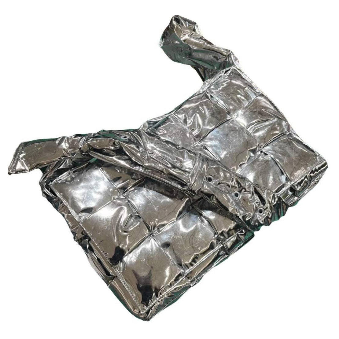 Bottega Veneta Cassetta imbottita in pelle argento grande