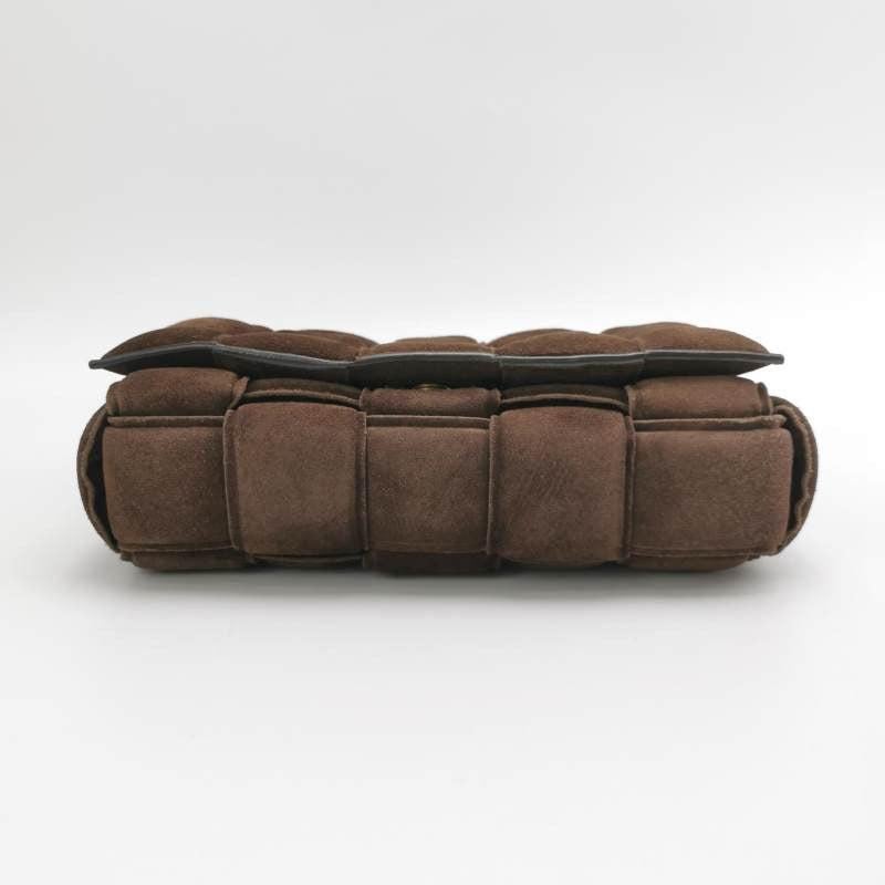 Beige Bottega Veneta Padded Cassette Suede Leather Dark Brown Tan For Sale
