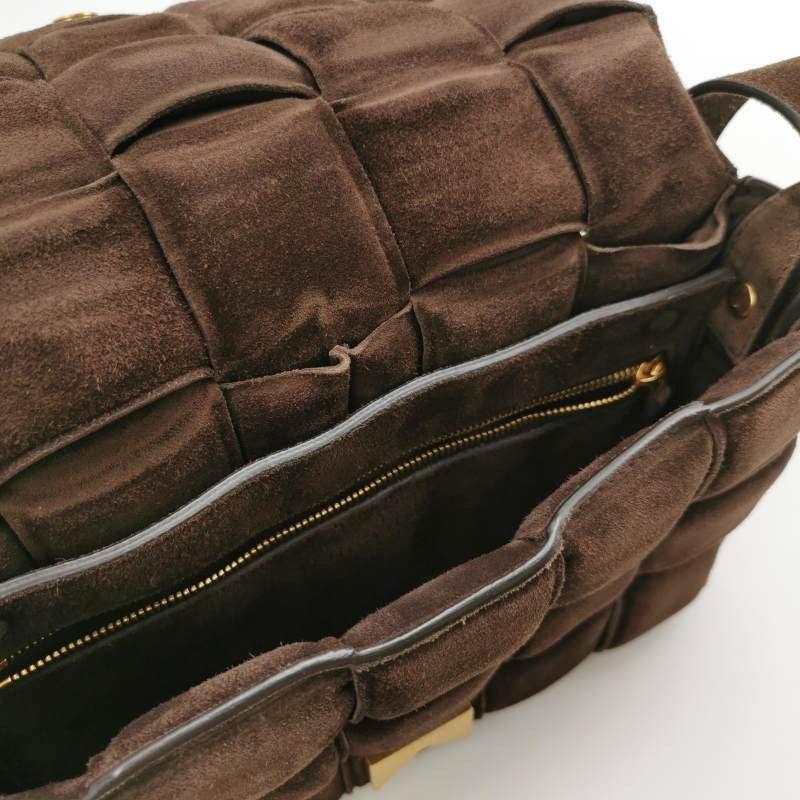 Bottega Veneta Padded Cassette Suede Leather Dark Brown Tan For Sale 1