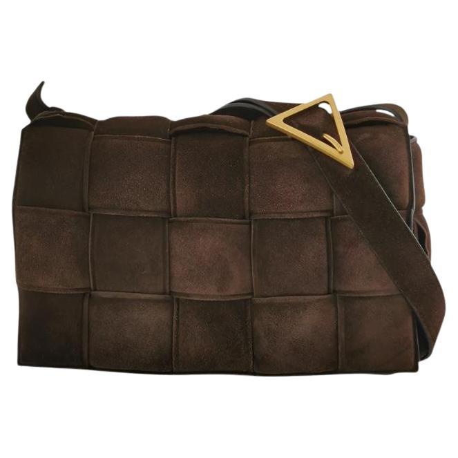 Bottega Veneta Padded Cassette Suede Leather Dark Brown Tan For Sale