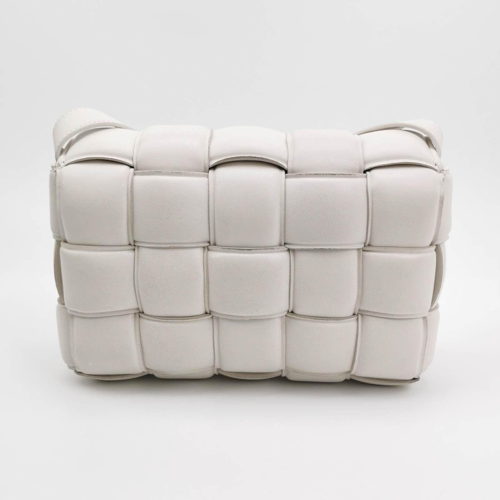 Women's Bottega Veneta Padded Cassette White Leather Crossbody Bag