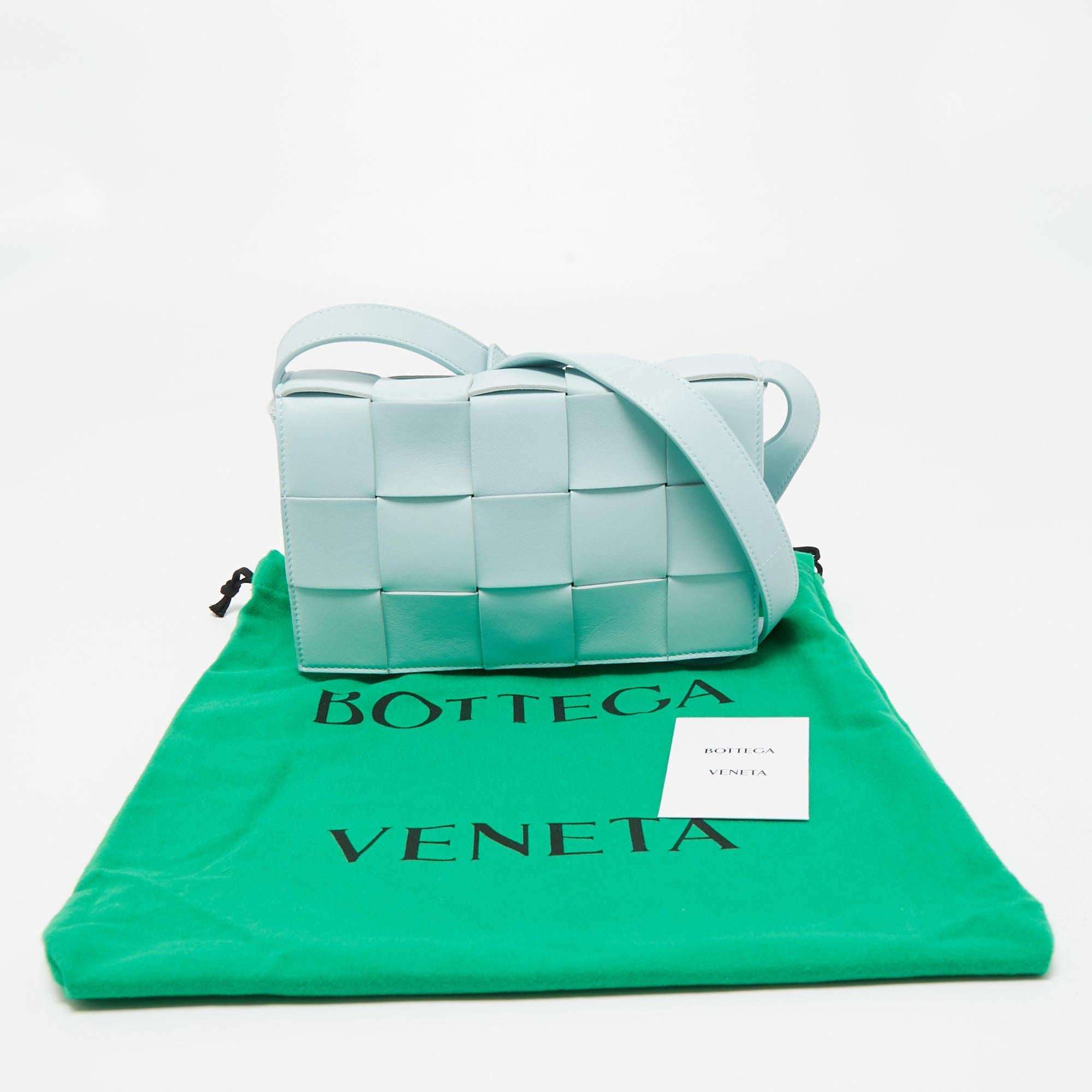 Bottega Veneta Pale Blue Intrecciato Leather Cassette Shoulder Bag 1