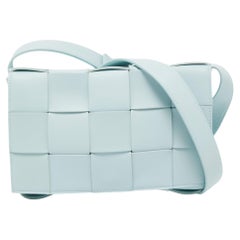 Bottega Veneta Pale Blue Intrecciato Leather Cassette Shoulder Bag