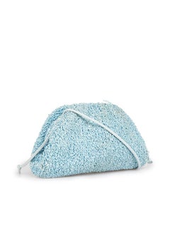 Bottega Veneta Pale Blue Raffia Boucl Curly The Mini Pouch Bag