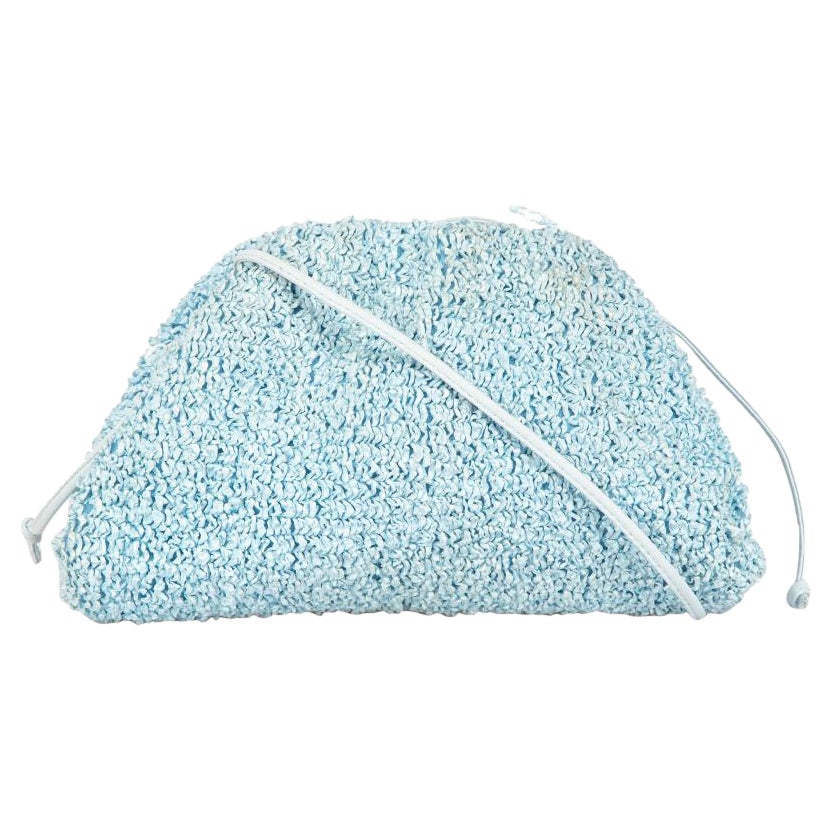 Bottega Veneta Pale Blue Raffia Boucl Curly The Mini Pouch Bag