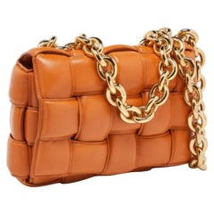 Bottega Veneta Blass Orange Leder Kette Cassette Top Handle Tasche mit Griff oben