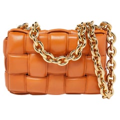 Bottega Veneta Pale Orange Leather Chain Cassette Top Handle Bag
