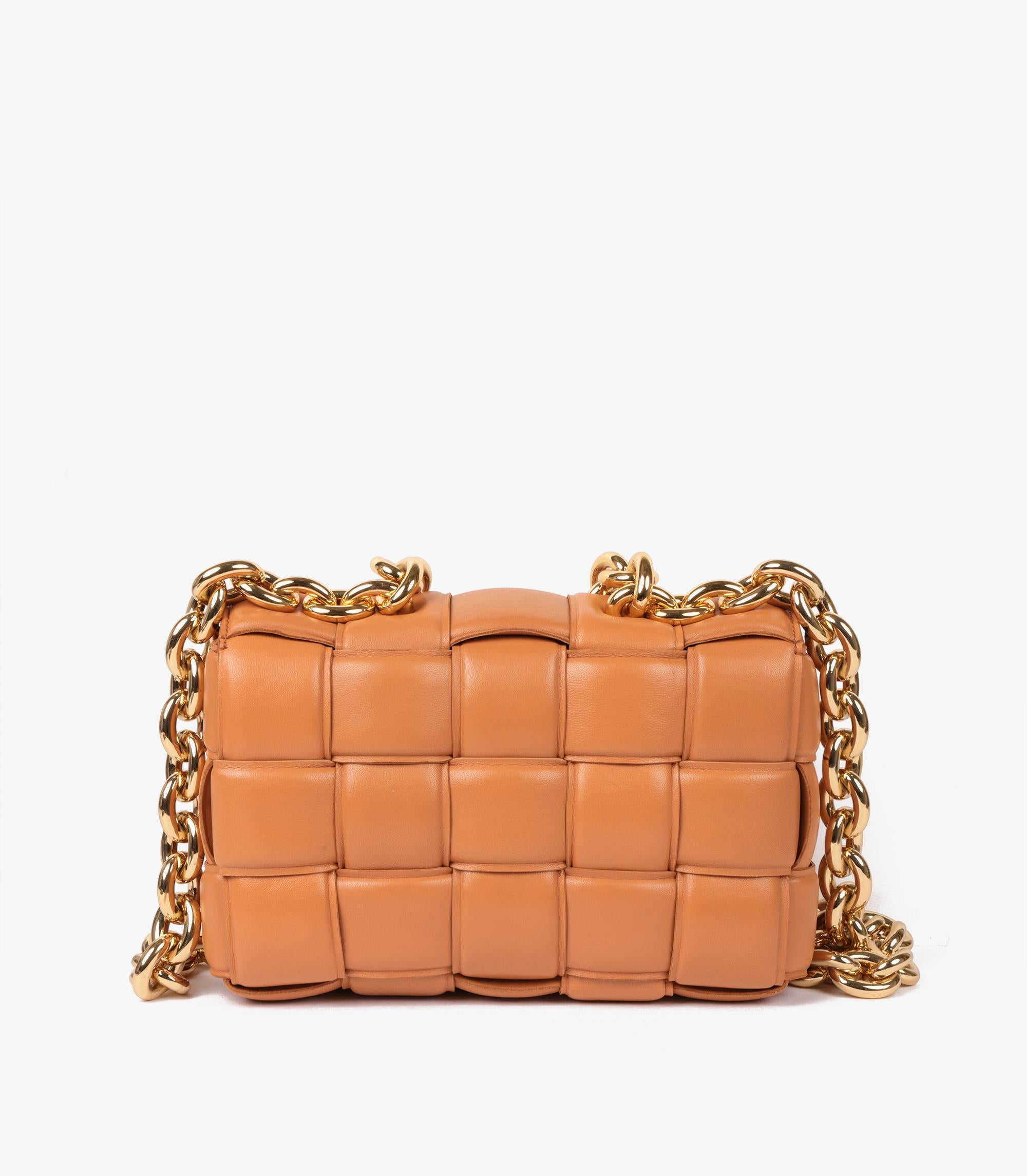 Arancia Bottega Veneta Cassetta a catena in pelle di agnello intrecciata arancione pallido in vendita