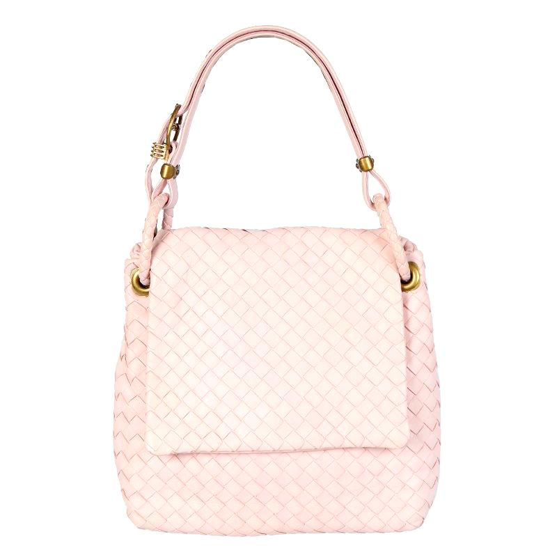 BOTTEGA VENETA pale pink leather INTRECCIATO FLAP Shoulder Bag
