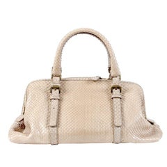 BOTTEGA VENETA pale taupe PYTHON Top Handle Bag