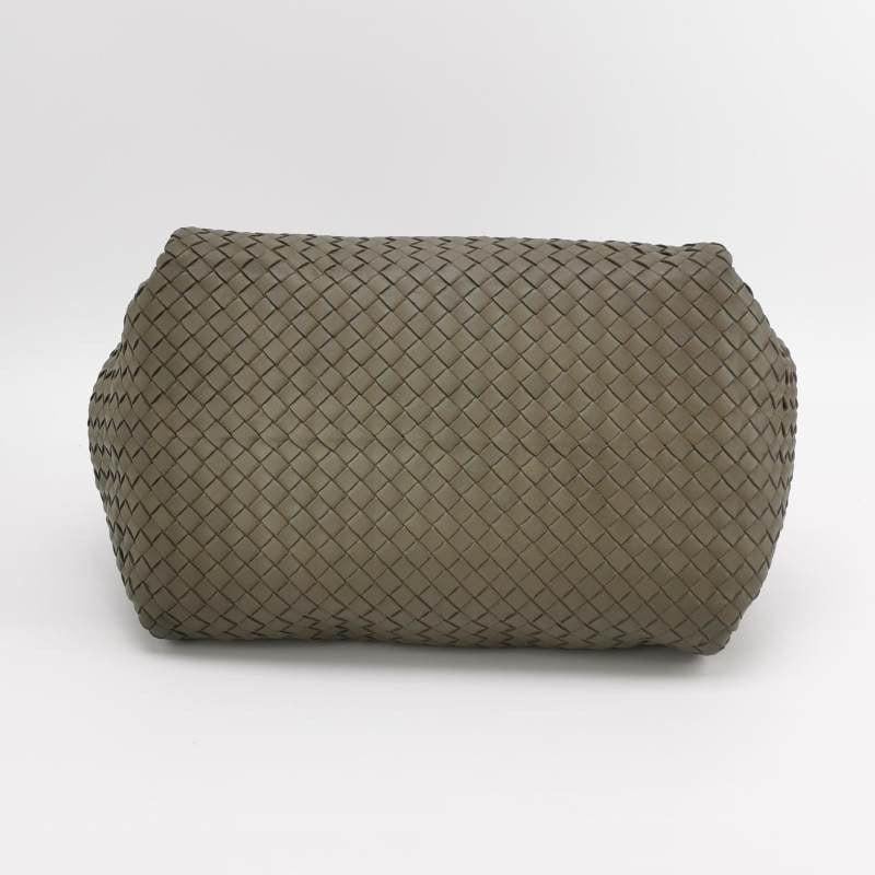 Gray Bottega Veneta Parachute Shoulder Bag Intrecciato Dark Green 33cm