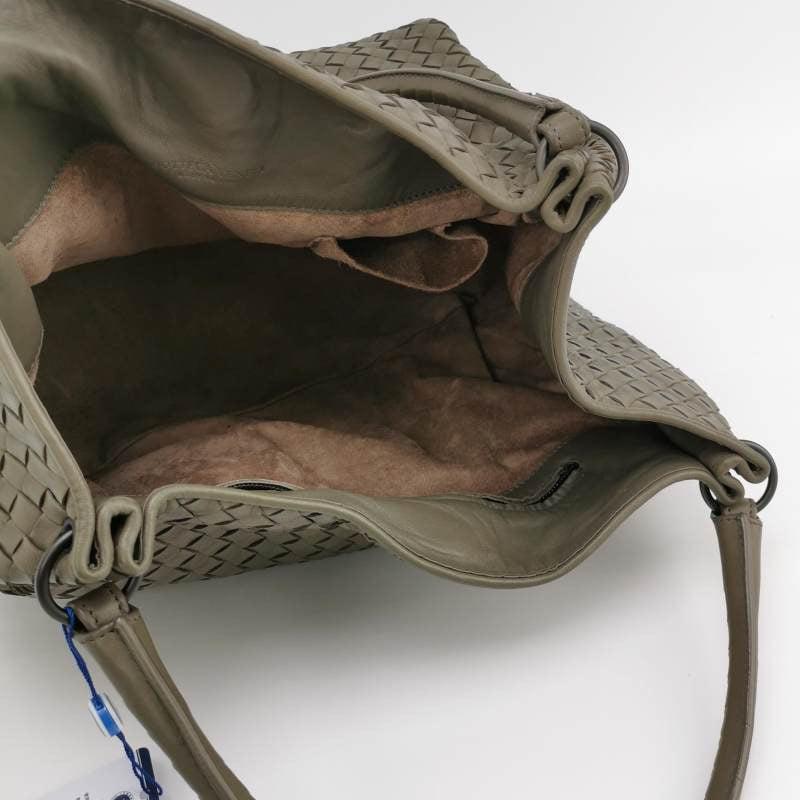 Women's Bottega Veneta Parachute Shoulder Bag Intrecciato Dark Green 33cm