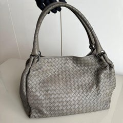 Bottega Veneta Parachute Shoulder Bag Intrecciato Grey 33cm