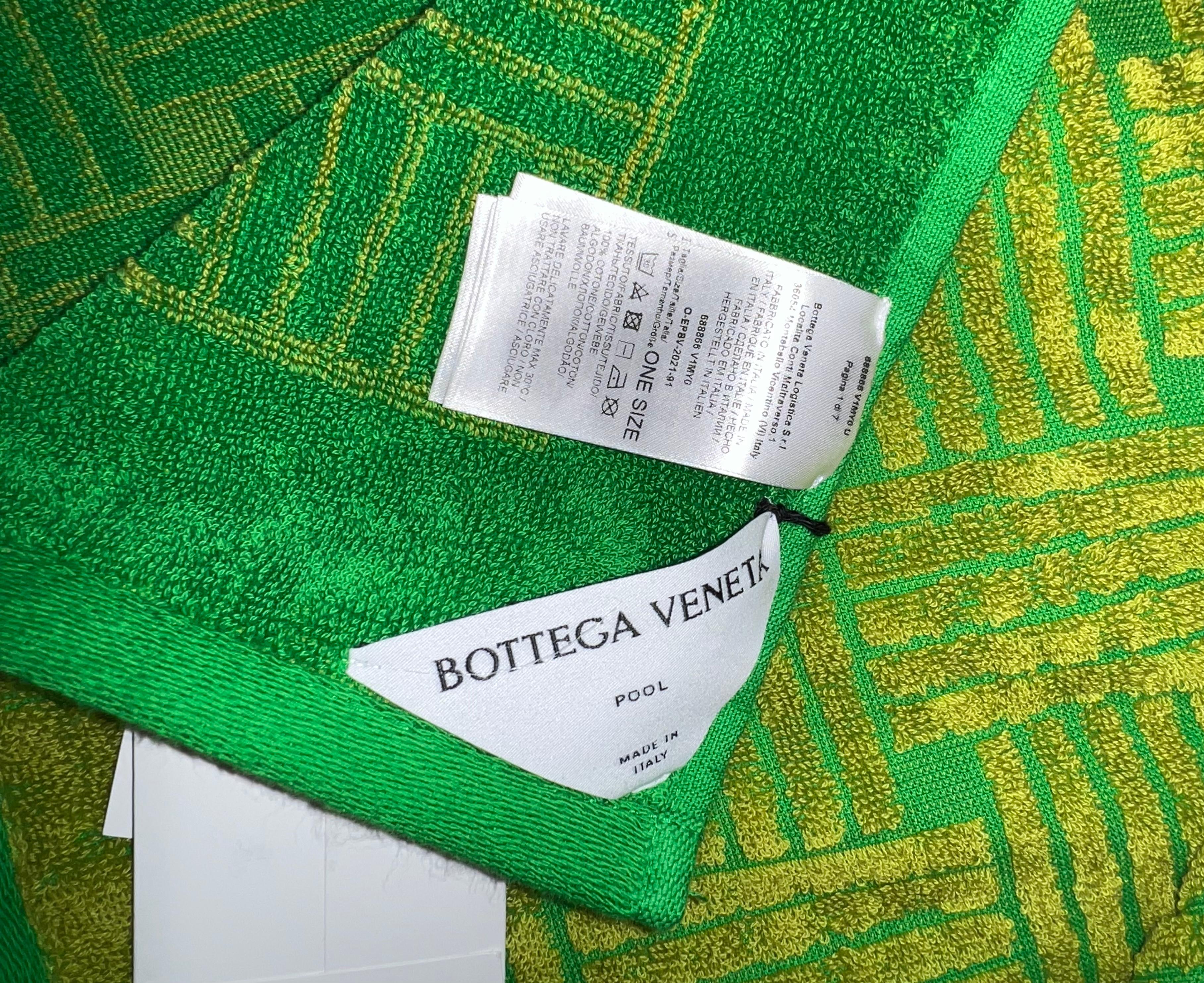 Italian Bottega Veneta Parakeet Green Intreccio Beach Towel, Italy