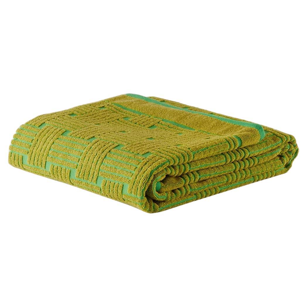 Bottega Veneta
Green Intreccio Towel
Cotton terrycloth beach towel in green. Jacquard woven intrecciopattern throughout. 

· Textile logo patch at face 
· Woven trim at ends 
· H70 x W39.3 in

Parakeet/Kiwi
100% cotton.
Made in Italy.
 
