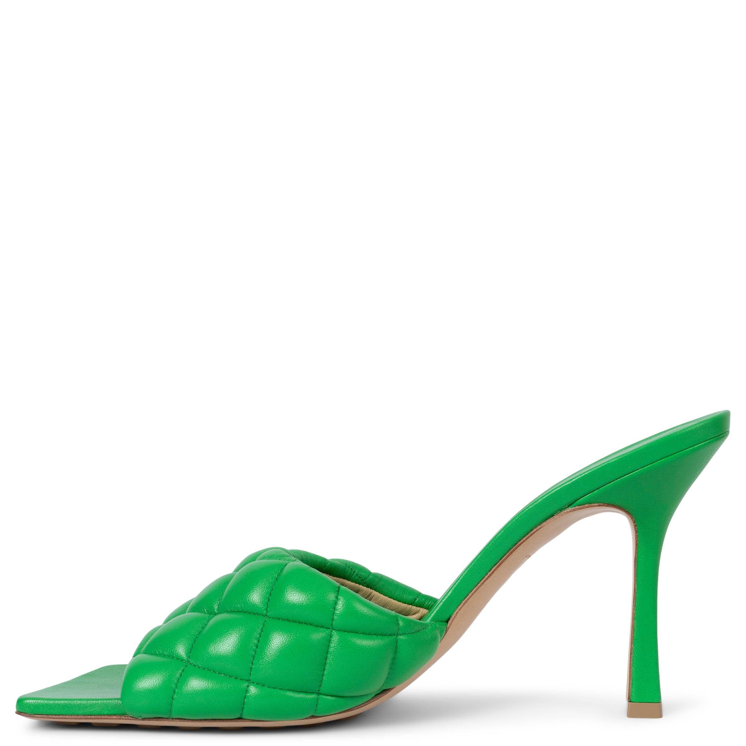 Verde Bottega Veneta Parakeet verde in pelle PADDED MULE Sandali Scarpe 42 fit 41 in vendita