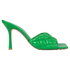 BOTTEGA VENETA Parakeet green leather PADDED MULE Sandals Shoes 42 fit 41