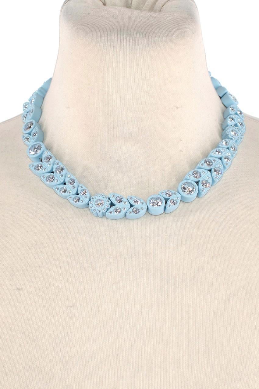 Round Cut Bottega Veneta Pastel Blue Crystal Embellished Necklace - New Season For Sale