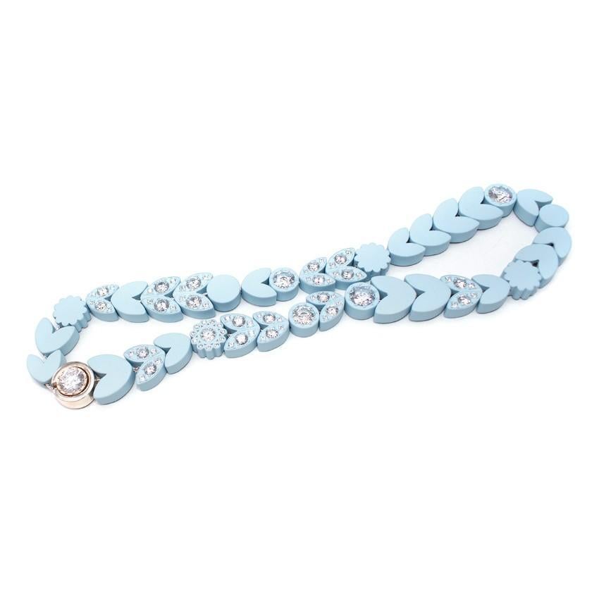 Bottega Veneta Pastel Blue Crystal Embellished Necklace - New Season In New Condition For Sale In London, GB