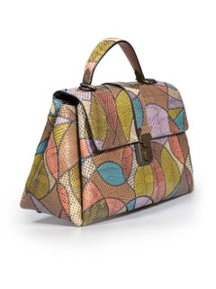 Bottega Veneta Patchwork Snakeskin Medium Piazza Ayers Top Handle Bag