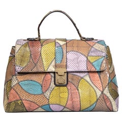 Bottega Veneta Patchwork Snakeskin Medium Piazza Ayers Top Handle Bag