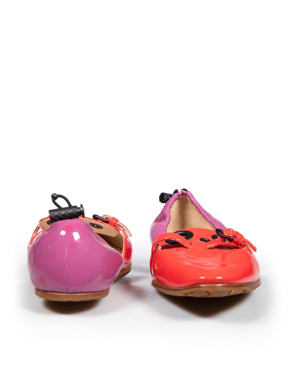 Orange Bottega Veneta - Chaussures plates à œillets en cuir verni, taille IT 35 en vente