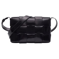 Bottega Veneta Patent Maxi Intrecciato Cassette Crossbody Bag Black