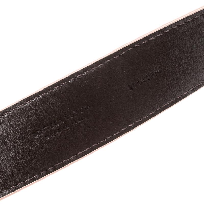 Bottega Veneta Peach Intrecciato Leather Belt 90CM In Good Condition In Dubai, Al Qouz 2
