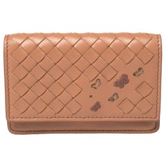 Bottega Veneta Peach Intrecciato Leather Flap Card Holder