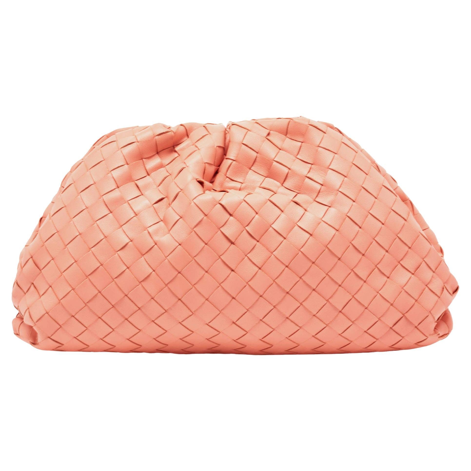 Bottega Veneta Peach Intrecciato Leather Teen Pouch Clutch